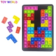 27Pcs ตัวต่อเตตริสปริศนา Pop It Fidget ทั้งชุดกล่องกับ Dimple Antistress บอร์ด Bubble Sensory ของเล่