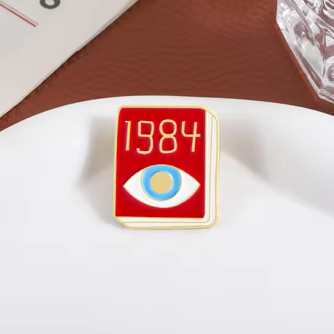 1984 Novel Book Enamel Pins Orwell Anti-totalitarian Writer Brooches Badge Lapel Pin Accessories Gif