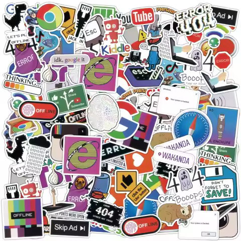 50Pcs Cartoon Programming 404 Network Error Graffiti Stickers Laptop Motorcycle Car Skateboard Water