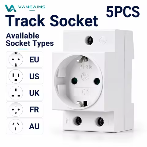 5PCS DIN Rail Socket AC30 Modular AC Power Socket EU US UK FR AU IT BR South Africa Standard Power O