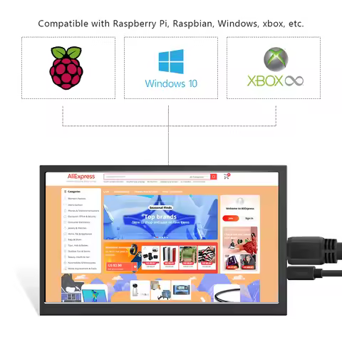 7inch HDMI-compatible Display For Raspberry Pi 3B/3B+/4B/4B+/ZERO Mini PC Module Without Touch Scree