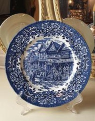 【卡卡頌 歐洲古董】英國 Royal Tudor  藍白  青花  鄉間風情  瓷盤  飾盤    p1897 