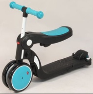 法國品牌LOOPING 型格黑綠色5合1變形滑板車 Scooter Tricycle Balance Ride Bike Scoot 平衡車腳踏車三輪車兒童滑板車 (可配合推杆使用)
