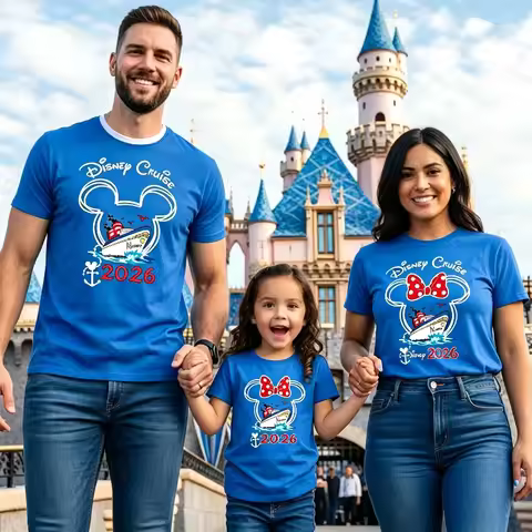 Cruise 2026 Matching Family T Shirts Mickey Minnie Printed Short Sleeve Tee Family Trip Outfit Mom D