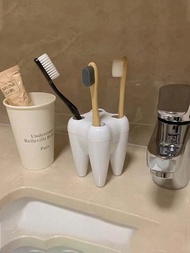 1入塑料創意牙齒造型檯面牙刷架，可愛的牙科工具組織者，桌上筆筒收納盒無痕