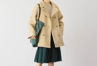 法式復古 少女羊羔毛 雙排扣大衣外套