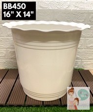 BB450 Wavy Flower Plastic Pot | BB Pot (16" x 14") | Plastic Pots for Plants Big Size | Plant Pots