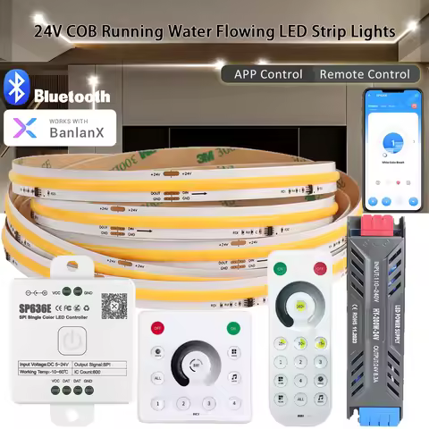 5M 10M 20M Running Water Flowing LED Strip Light 24V WS2811 COB Horse Race Addressable Flexible Line