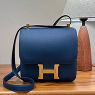 HERMES/愛馬仕鴨子藍金扣constance 康康24