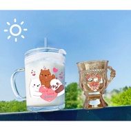 3 bear brothers lolita cup with handle and straw lid 140ml 400ml C29U1 cute cartoon