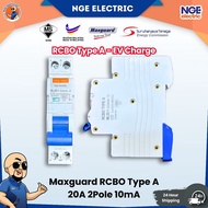 DB| Maxguard RCBO 20A 10mA [Type A] Circuit Breaker With Leakage Protection DB Breaker Elektrik