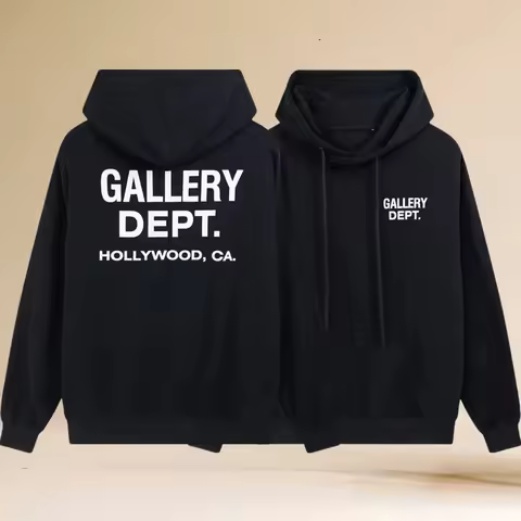 Pop Gallery Hoodie Dept with Letter Print - European Style Street Fashion - Loose Fit American High 