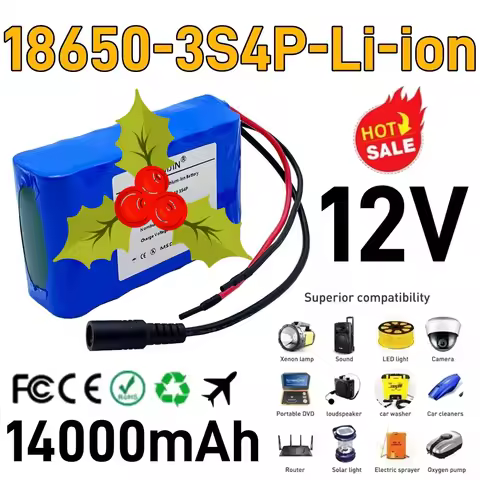 rechargeable 3s4p 12V 14Ah battery pack 18650 lithium ion 12V 14000mAh DC12.6V super large capacity 