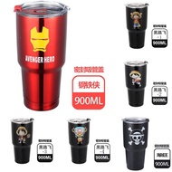 900ml Cartoon YETI Tumbler with Lid Rambler 30oz Stainless Steel Thermos Bottle Cold Vacuum Beer Cup Rocky Mountain