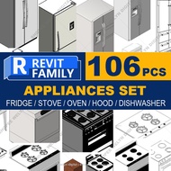 Autodesk | Revit 2025 | 106 Appliance set Revit Family Files MATERIALS for Architectural Design