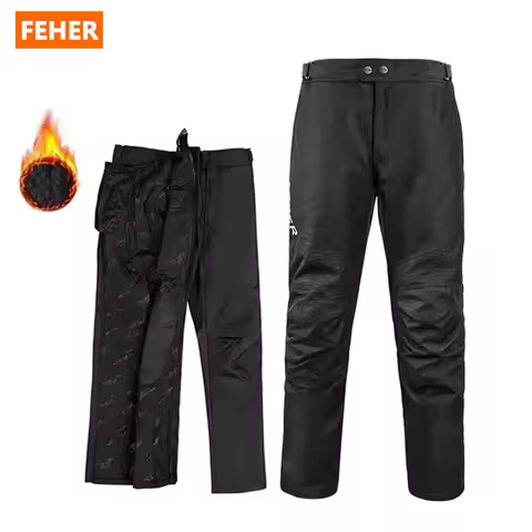 FEHER Winter Motorcycle Pants Waterproof Quick-release Thermal Motorbike Trousers Unisex Built-in Re