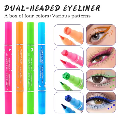 Double-Ended Stamp Eyeliner Non-Smudge Eyeliner Liquid Pen QuickDrying Waterproof Long-Lasting Sweat