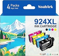 NoahArk 4 Packs 924XL Remanufactured Ink Cartridge Replacement for Epson 924 T924XL High Yeild for W