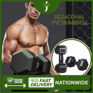 J. Office - PVC Dumbbell 1kg/2kg/3kg/ pair 5kg/10kg piece Hexagonal Dumbbell Nonslip Gym Home Dumbbe