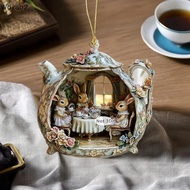 [Woyao2] Easter Home Decor Items Rabbit In Teacup Warm Home 2d Acrylic Pendant Bapa Pendant Car NM
