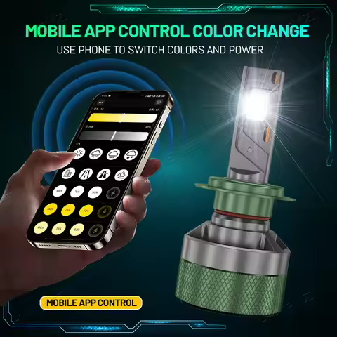 HYNBYZJ H7 LED Headlight AI Mobile APP Control 1500W 3000K-8000K Smart LED Chip High Power for H4 H7