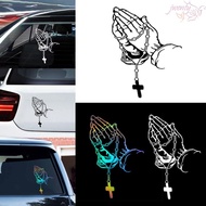 JWENTY Prayer Gesture Decoration Stickers, Self Adhesive Waterproof Car Prayer Gesture Laser Sticker
