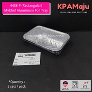 [5sets] 4438-P (Rectangular) MyChef Aluminium Foil Tray - Aluminium Foil Tray with Clear Lid, Rectan