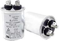 N/C Benliu 8 uf MFD 370 or 440 Volt Fan Motor Run Oval Capacitor Runs AC Motor and Fan (8UF) Silver