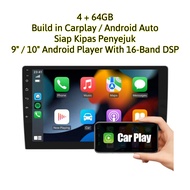 4+64GB Carplay Android Auto Siap Kipas Penyejuk Car Android KING-8163 4-CORE 9"/10" Car Android Play