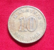 Uang koin malaysia pecahan 10 sen tahun 1968
