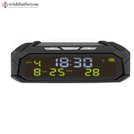 Wishlistforyou Solar Car Digital Clock LCD Time Date Temperature Display Outdoor Car Part Decoration