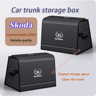2025 Skoda Kodiaq Octavia Enyaq Kamiq Superb Elroq Fabia Yeti Car trunk storage box slanted back car