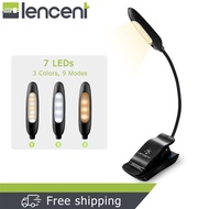LENCENT 7 LED Book Light Rechargeable[UPGRADED] 3 Colors and 9 Brightness Modes (Warm &amp;amp White) Eye Care Clip Reading Lamp for Kids and Bookworms Lightweight for Reading in Bed Travel Music Stand
