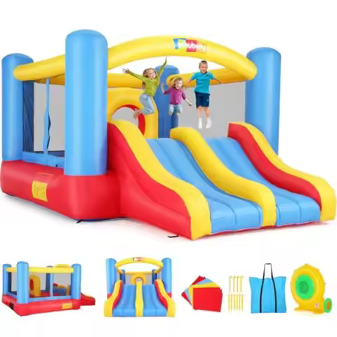 Large Bounce House for 5-12 3-6 with Blower 12.6x9FT Inflatable Bounce House with Double Slide Centr