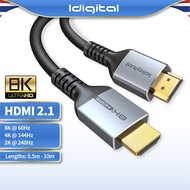Idigital สาย HDMI 2.1 8K รองรับ 8K 60Hz 4K 120Hz 2K 240Hz Dynamic HDR eARC Dolby Atmos ความยาว 0.5m-