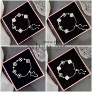 Lily Silver women's Silver bracelet, 4-leaf clover bracelet mixed with pastel tone stones, real Silv