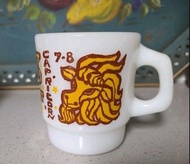 預訂 fire king 獅子座圖案d handle 白色咖啡杯