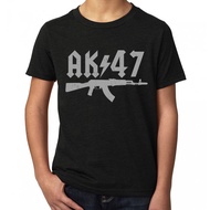 Men's New Top AR15 printed T-shirt AK47 printed T-shirt Short sleeved T-shirt Round neck T-shirt Ove