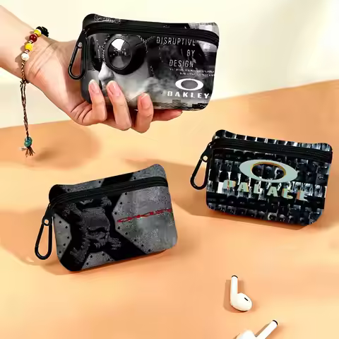 O-Oakley Sport-Tech-Bold Lightweight Oxford Fabric Coin Purse Carabiner Hook Design Mini Card Key Or