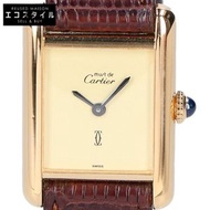 Cartier 1976-1981 Must Tank Vermeil SM 925 象牙色錶盤手動上鍊皮錶帶 -