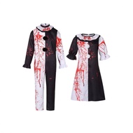 Halloween Scary Clown Cosplay Costume Bloodstained for Men and Women Stage Performance Gothic Outfit