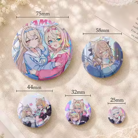 Hololive Girl F-FuwaMoco Custom Printed Tinplate Pins Personalized Lapel Badge Gifts