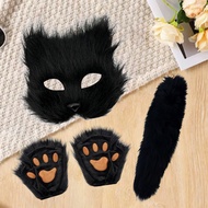Supply Long-Haired Fox Mask Tail Set Masquerade Mask Fox Cat Mask Halloween Mask