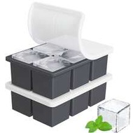 Large Ice Cube Tray For Whiskey: Silicone Ice Cube Trays With Lid - Big Square Old Fashioned Ice Cub
