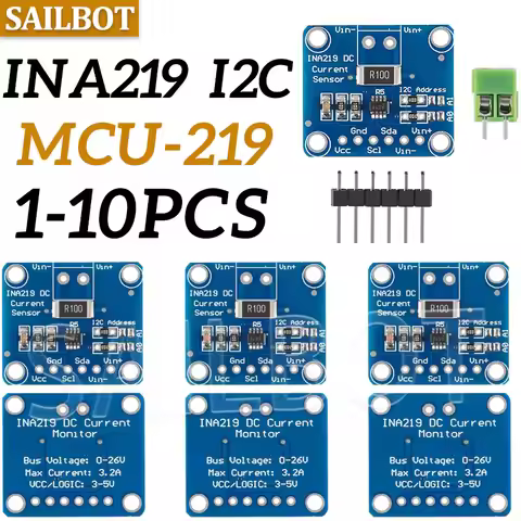 1-10PCS INA219 Module DIY 3V-5V IIC I2C MCU-219 Bidirectional Current Power Supply Monitoring Sensor