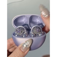 Headphone accessories-Applicable to Freeclip headphones-Purple diamond snowflake rotatable ear clip 