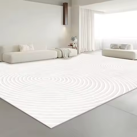 Modern White Minimalism Large Living Room Carpet Light Luxury Beige Decoration Bedroom Carpet Soft L