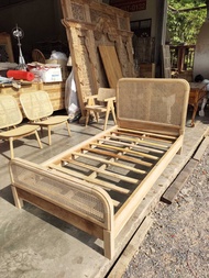 ส่งฟรี เตียงนอนไม้สัก Rattan Bed เตียงนอน หวาย หวายสานแท้ 5 และ 6 ฟุต Teak Wood Rattan 3.5 5 6 feet 