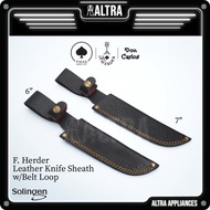 F. Herder 6 inch &amp; 7 inch - Leather Knife Sheath with Belt Loop for Broadblade Wooden Handle