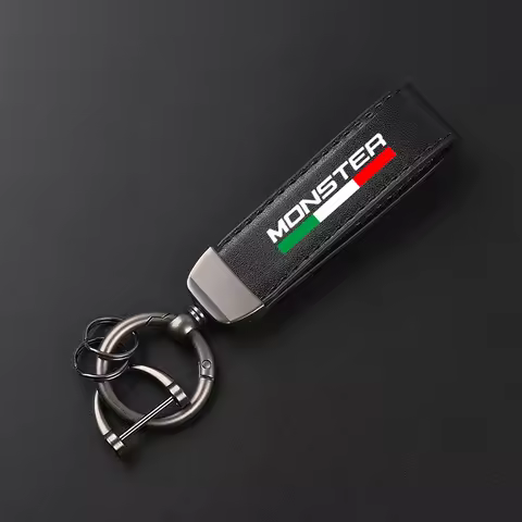Motorcycle Carbon Fiber Leather Keychain Horseshoe Buckle Jewelry Buckle For Ducati Monster 696 796 